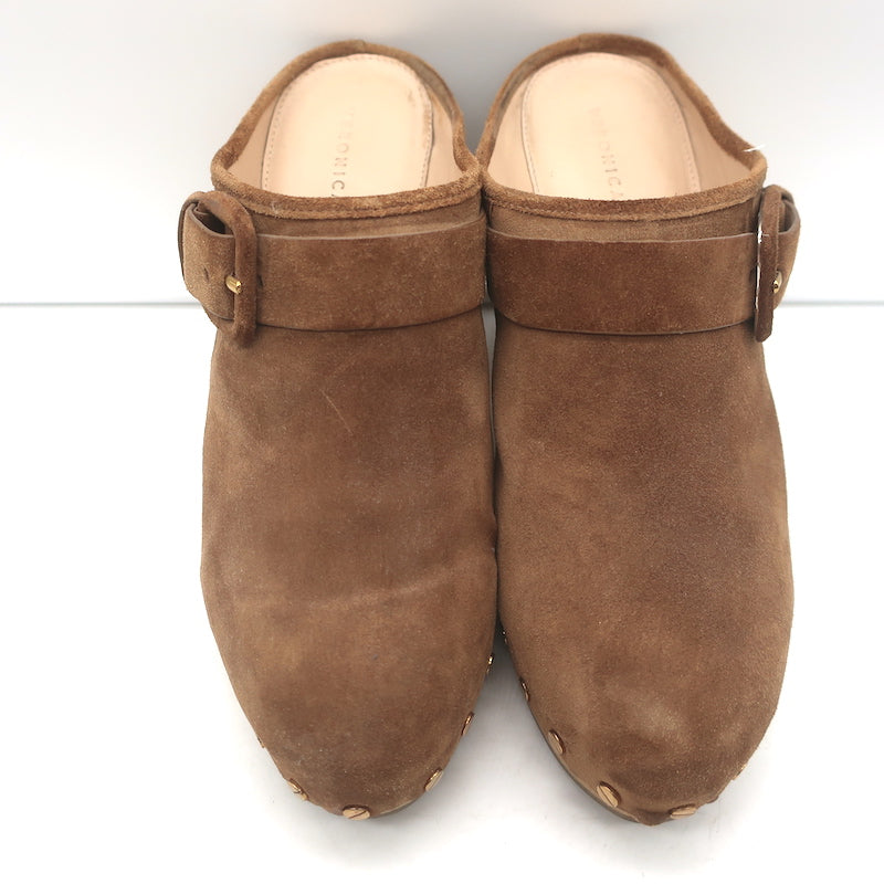 Veronica Beard Dacey Platform Clogs Brown Suede Size 10 Heeled Mules