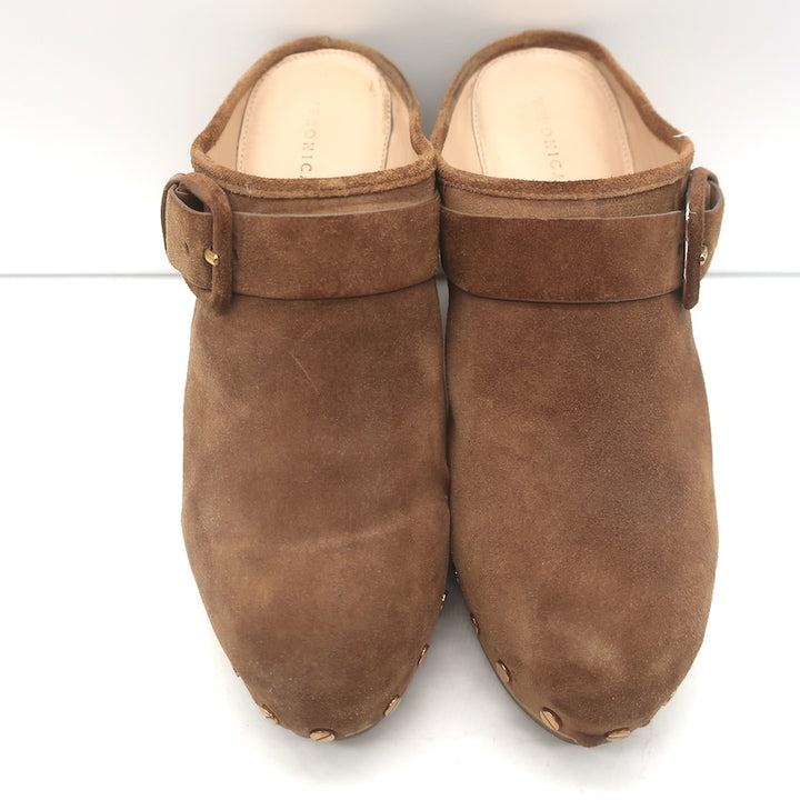 Veronica Beard Dacey Platform Clogs Brown Suede Size 10 Heeled Mules