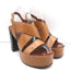 See By Chloe Crisscross Platform Sandals Brown Leather Size 39 Slingback Heels