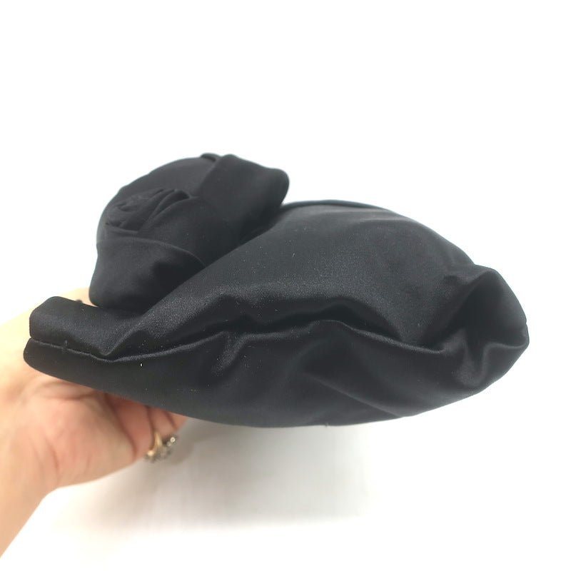 Prada Raso Rosette Clutch Black Satin