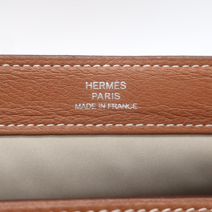 Hermes 2006 Karo GM Pouch Gold Swift Leather Cosmetic Bag Palladium Hardware