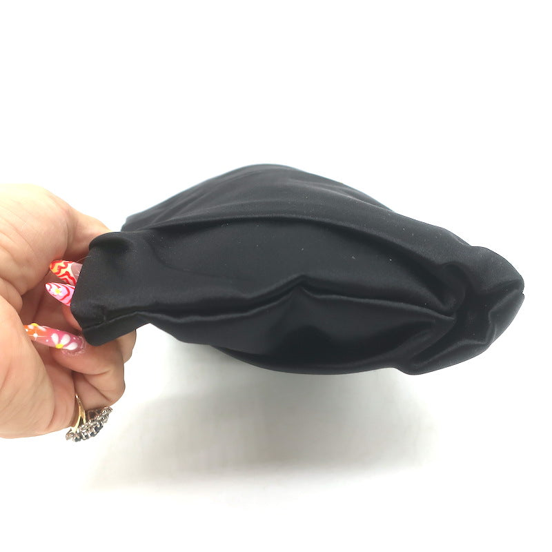 Prada Raso Rosette Clutch Black Satin