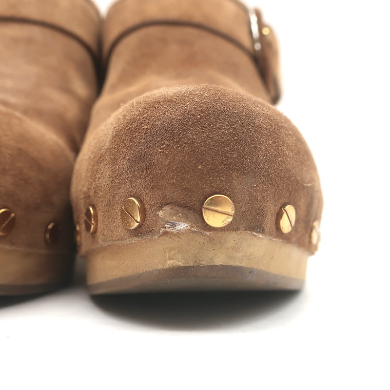 Veronica Beard Dacey Platform Clogs Brown Suede Size 10 Heeled Mules