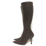 Christian Lacroix Knee High Pointed Toe Boots Dark Brown Leather Size 37.5
