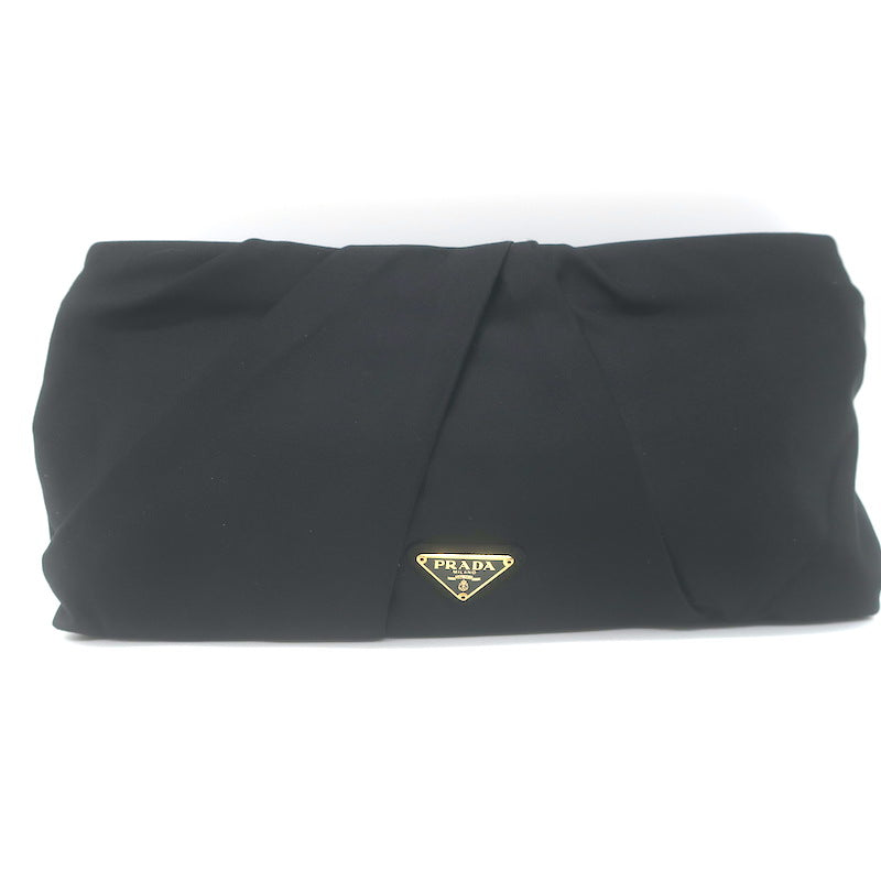 Prada Raso Rosette Clutch Black Satin