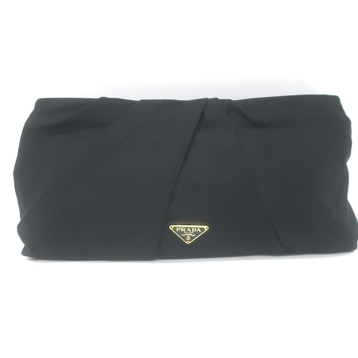 Prada Raso Rosette Clutch Black Satin