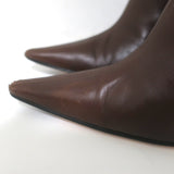 Christian Lacroix Knee High Pointed Toe Boots Dark Brown Leather Size 37.5