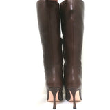 Christian Lacroix Knee High Pointed Toe Boots Dark Brown Leather Size 37.5