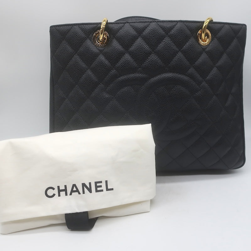 Chanel 2010 Grand Shopping GST Tote Black Caviar Quilted Leather NEW