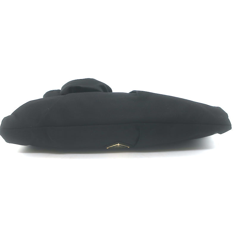 Prada Raso Rosette Clutch Black Satin