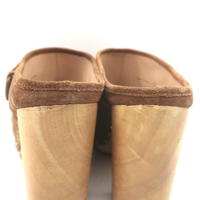 Veronica Beard Dacey Platform Clogs Brown Suede Size 10 Heeled Mules