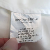 Jonathan Simkhai Faux Pearl-Embellished Ruffle Top White Cotton Size Small