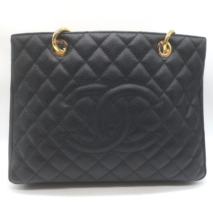 Chanel 2010 Grand Shopping GST Tote Black Caviar Quilted Leather NEW