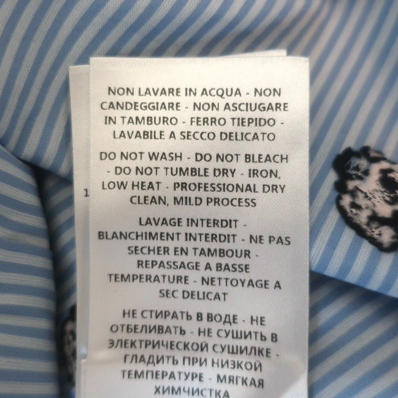 Gucci Rabbit Fil Coupe Tie-Neck Ruffled Shirtdress Blue Striped Cotton Size 38