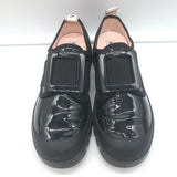 Roger Vivier Viv Desert Buckled Sneakers Black Patent Leather Size 38