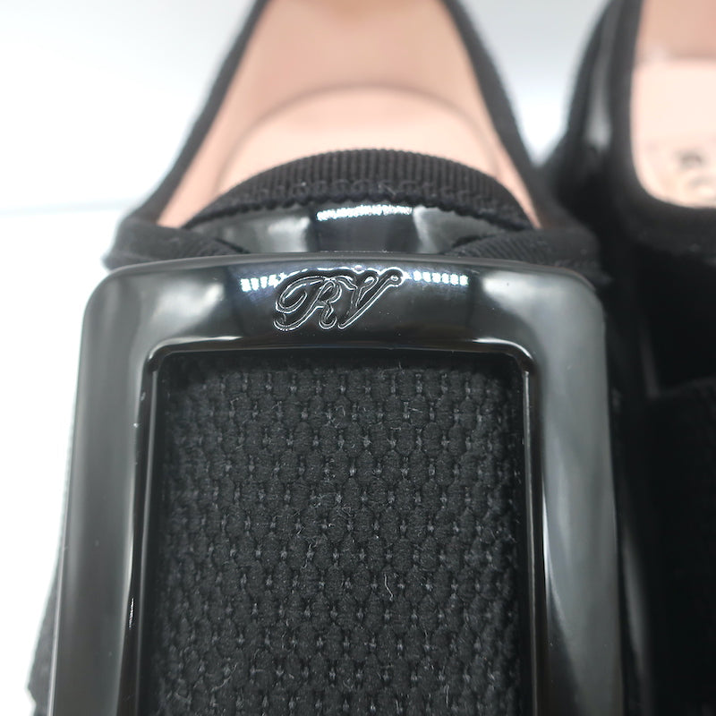 Roger Vivier Viv Desert Buckled Sneakers Black Patent Leather Size 38
