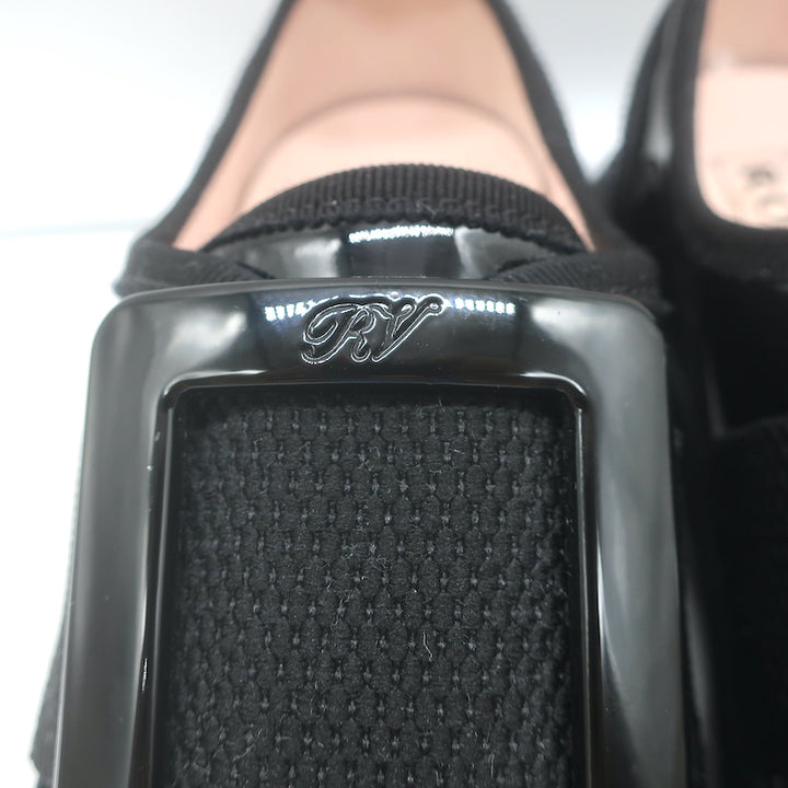 Roger Vivier Viv Desert Buckled Sneakers Black Patent Leather Size 38