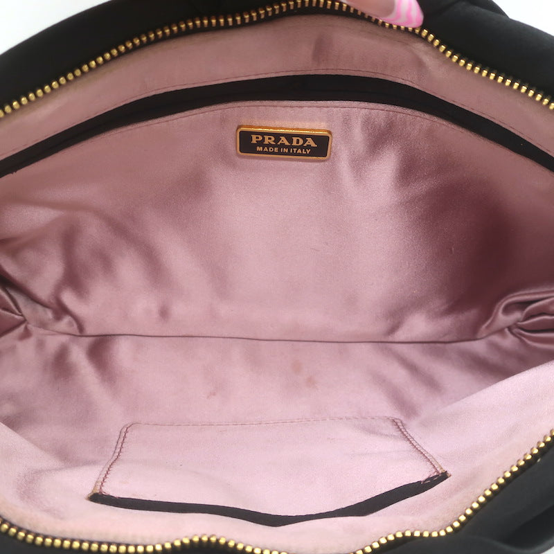 Prada Raso Rosette Clutch Black Satin