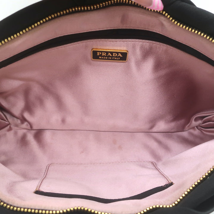 Prada Raso Rosette Clutch Black Satin