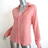 Frank & Eileen Barry Button-Up Shirt Pink Cotton Size Medium Long Sleeve Top