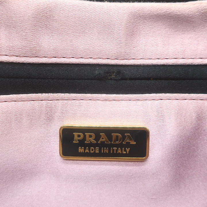 Prada Raso Rosette Clutch Black Satin