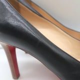 Christian Louboutin New Simple Wood-Platform Pumps Black Leather Size 37.5