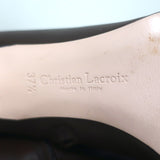 Christian Lacroix Knee High Pointed Toe Boots Dark Brown Leather Size 37.5