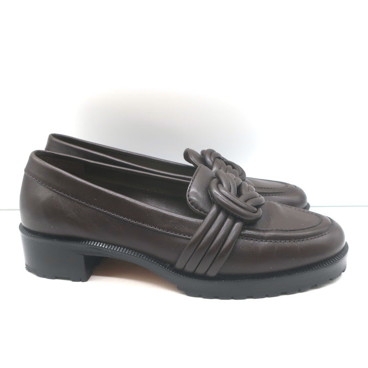 Alexandre Birman Vicky Loafers Dark Brown Leather Size 38.5