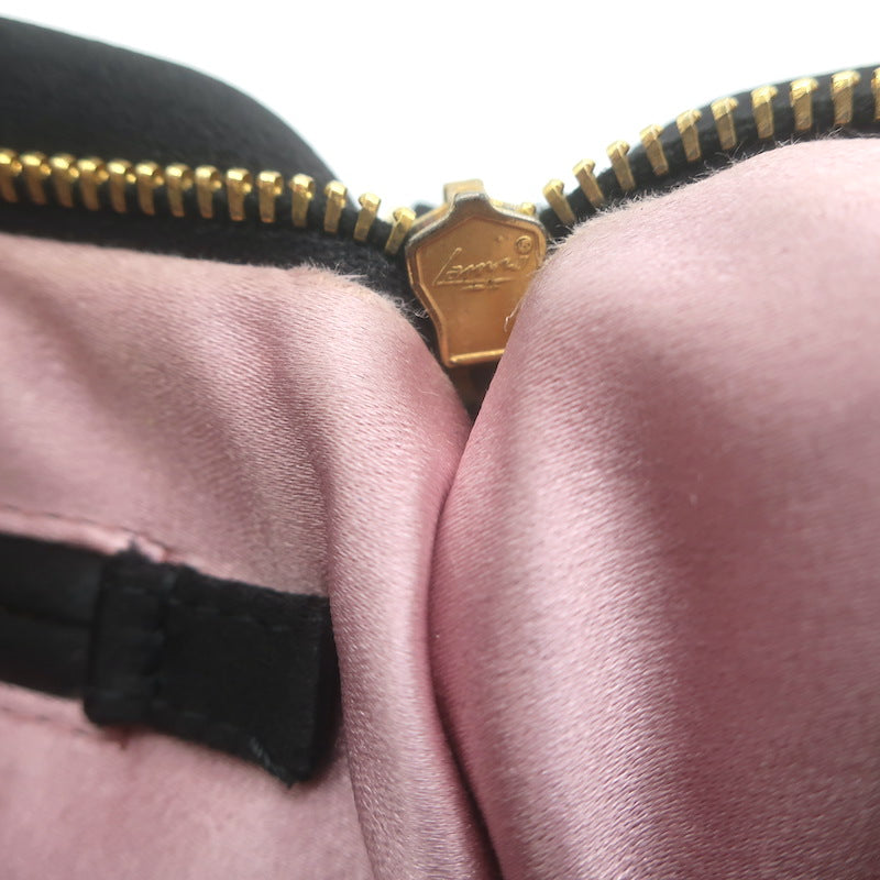 Prada Raso Rosette Clutch Black Satin