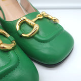 Gucci Horsebit Slingback Pumps Green Leather Size 41