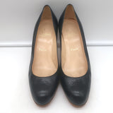 Christian Louboutin New Simple Wood-Platform Pumps Black Leather Size 37.5