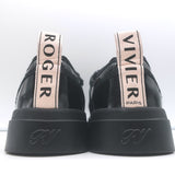 Roger Vivier Viv Desert Buckled Sneakers Black Patent Leather Size 38
