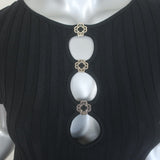 Maje Roxou Cutout Ribbed Knit Midi Dress Black Size 36