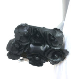 Anne Fontaine Flower Clutch Cherie Black Leather Small Chain Strap Bag