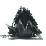 Anne Fontaine Flower Clutch Cherie Black Leather Small Chain Strap Bag