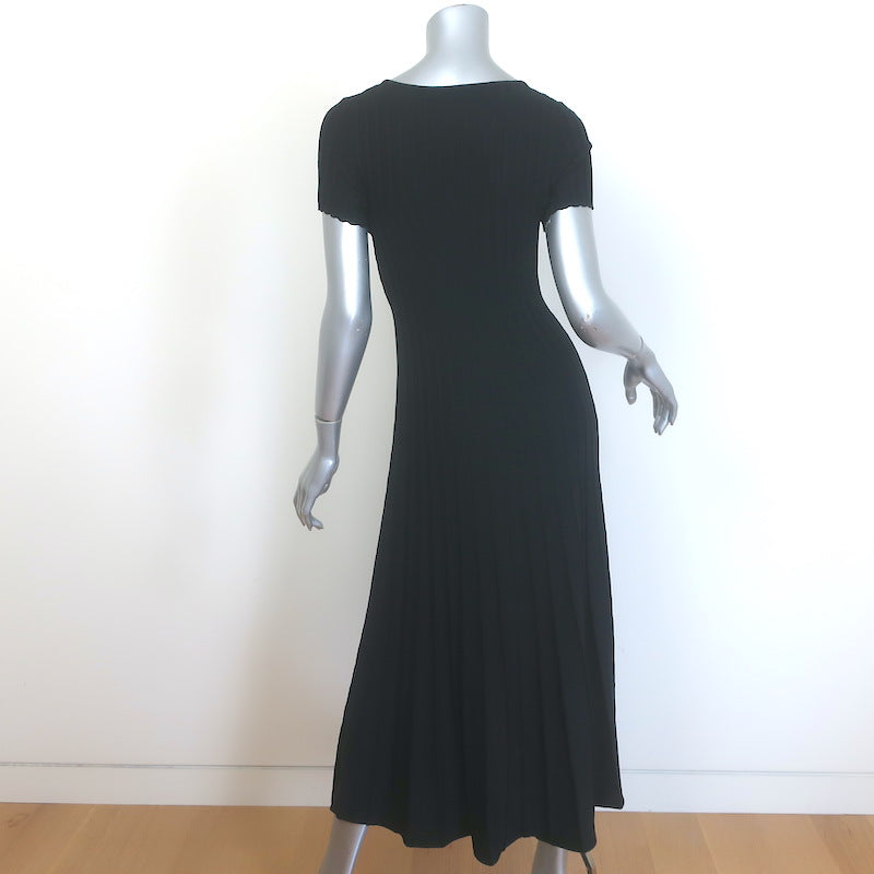 Maje Roxou Cutout Ribbed Knit Midi Dress Black Size 36