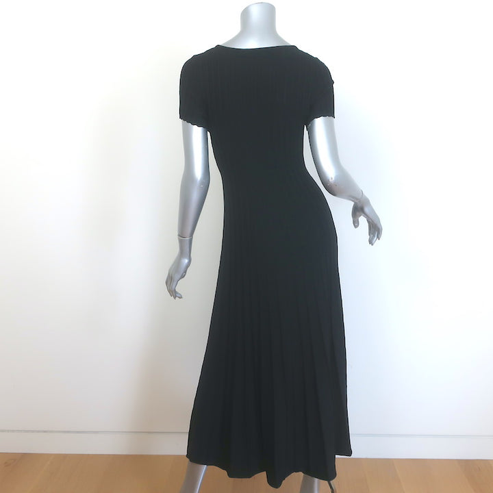 Maje Roxou Cutout Ribbed Knit Midi Dress Black Size 36