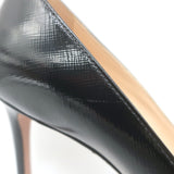 Prada Patent Saffiano Leather Pointed Toe Pumps Black Size 37