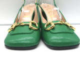 Gucci Horsebit Slingback Pumps Green Leather Size 41