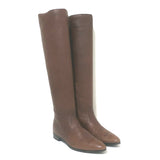 Prada Pointed Toe Flat Knee High Boots Brown Leather Size 38.5