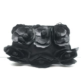 Anne Fontaine Flower Clutch Cherie Black Leather Small Chain Strap Bag