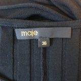 Maje Roxou Cutout Ribbed Knit Midi Dress Black Size 36