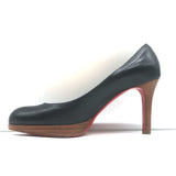 Christian Louboutin New Simple Wood-Platform Pumps Black Leather Size 37.5