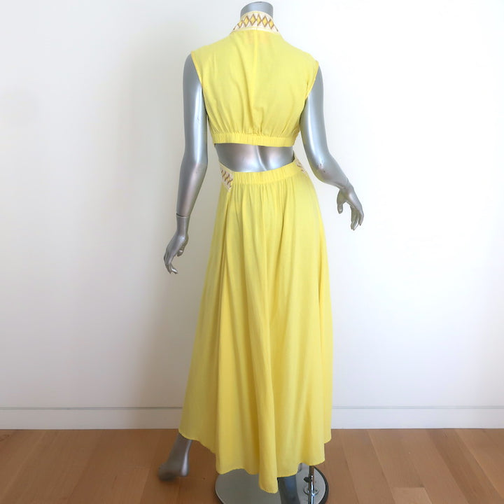 Natacha &amp; Vanessa Thalie Tie-Waist Cutout Maxi Dress Yellow Size Small/Medium