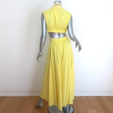 Natacha & Vanessa Thalie Tie-Waist Cutout Maxi Dress Yellow Size Small/Medium