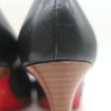 Christian Louboutin New Simple Wood-Platform Pumps Black Leather Size 37.5