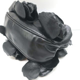 Anne Fontaine Flower Clutch Cherie Black Leather Small Chain Strap Bag