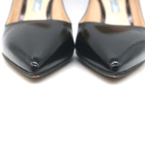 Prada Patent Saffiano Leather Pointed Toe Pumps Black Size 37