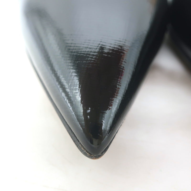 Prada Patent Saffiano Leather Pointed Toe Pumps Black Size 37