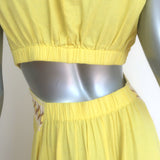 Natacha & Vanessa Thalie Tie-Waist Cutout Maxi Dress Yellow Size Small/Medium